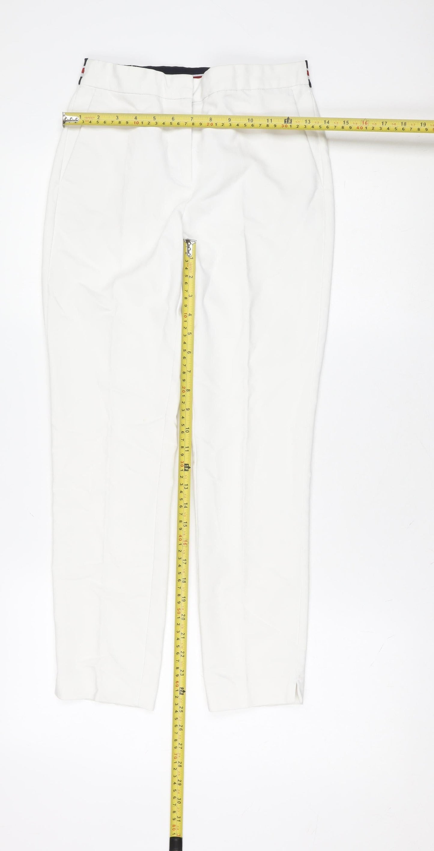 ZARA Mens White Slim Fit Chino Trousers XS Elastic Waist