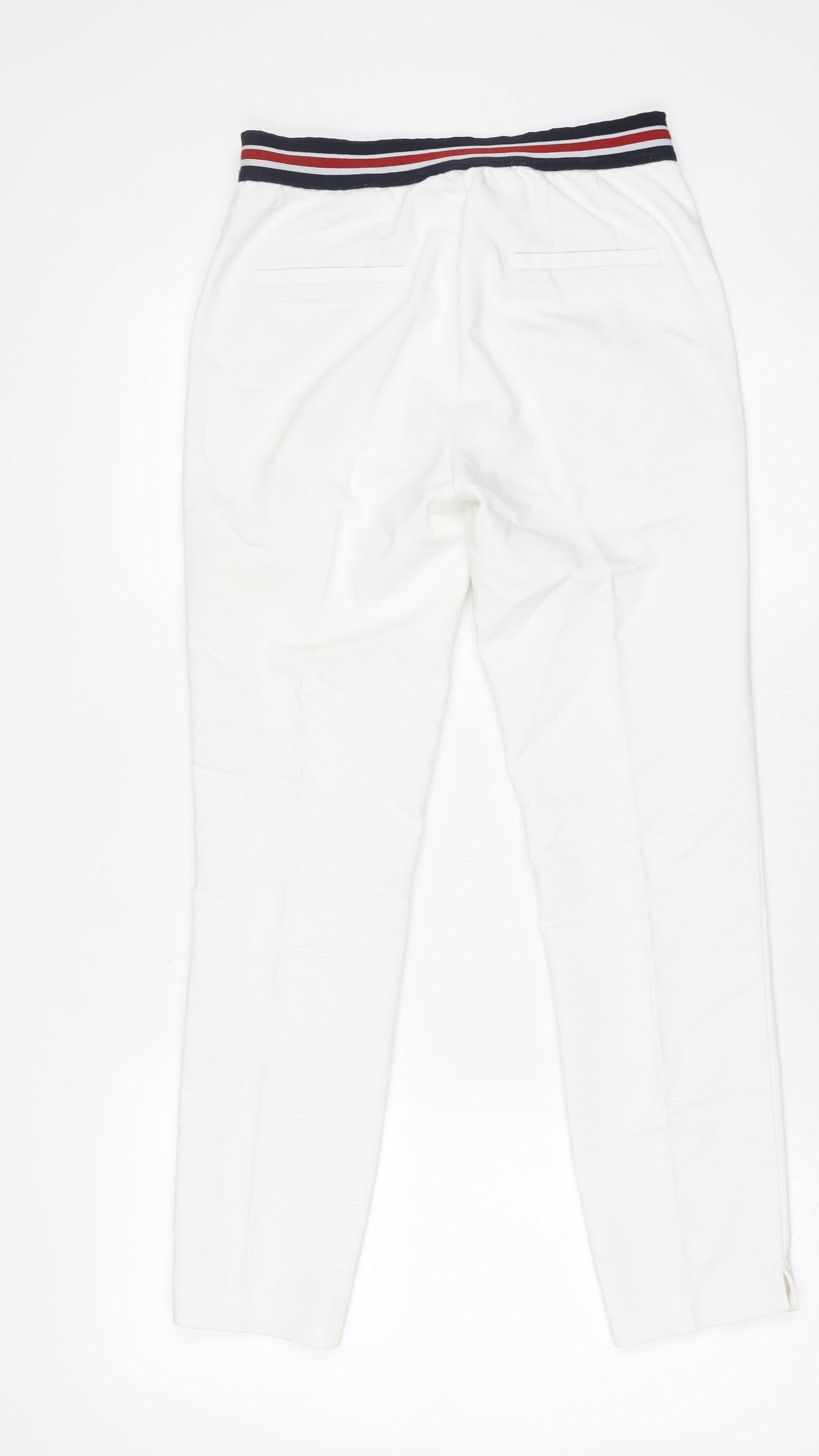 ZARA Mens White Slim Fit Chino Trousers XS Elastic Waist