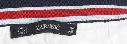 ZARA Mens White Slim Fit Chino Trousers XS Elastic Waist