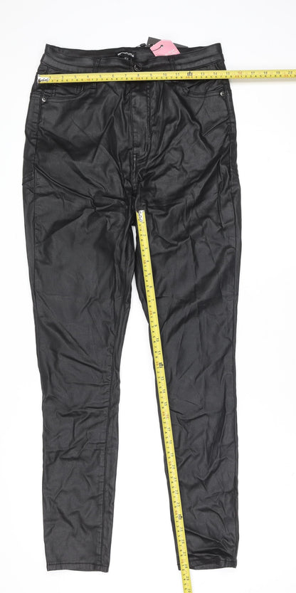 Womens UK Size 12 PRETTYLITTLETHING Slim Fit Leggings Black Trousers