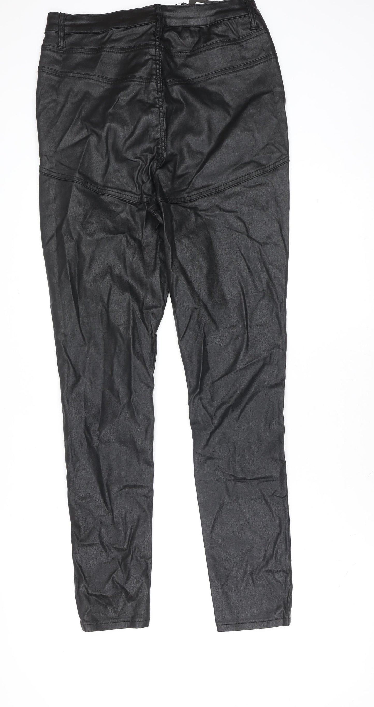 Womens UK Size 12 PRETTYLITTLETHING Slim Fit Leggings Black Trousers