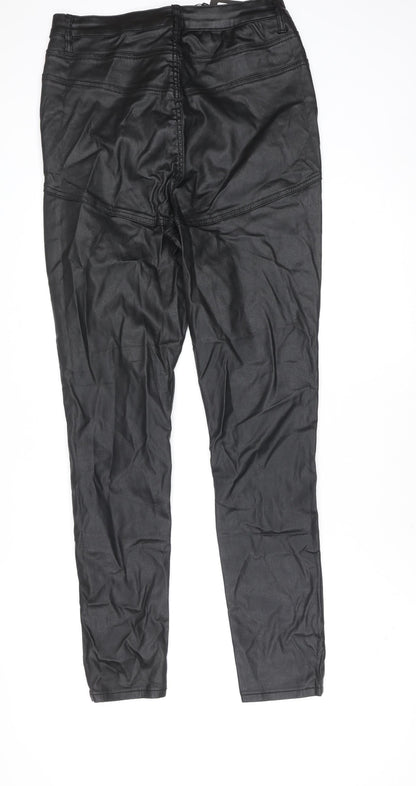 Womens UK Size 12 PRETTYLITTLETHING Slim Fit Leggings Black Trousers