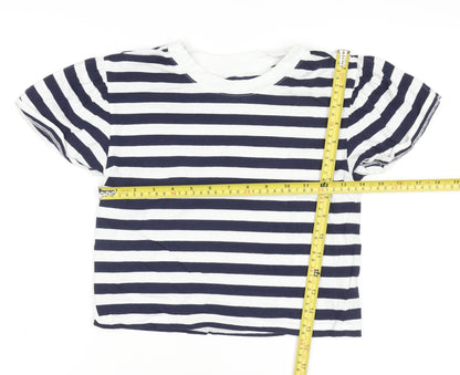 GAP Kids Blue White Striped Organic Cotton T-Shirt Size 8