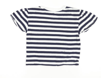 GAP Kids Blue White Striped Organic Cotton T-Shirt Size 8