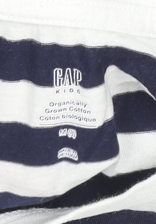 GAP Kids Blue White Striped Organic Cotton T-Shirt Size 8