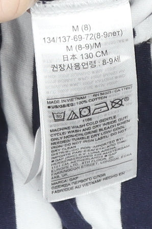 GAP Kids Blue White Striped Organic Cotton T-Shirt Size 8