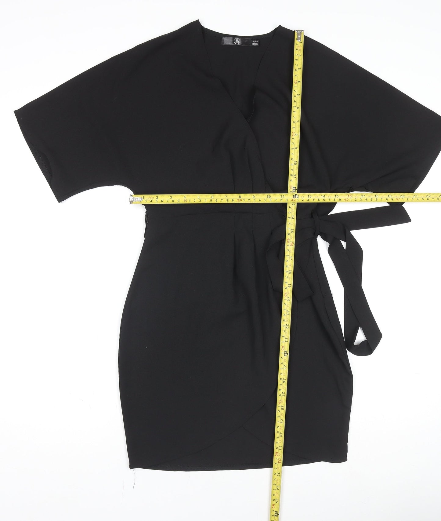 Missguided Women’s Black Wrap Dress Size 8 Short Sleeve V-Neck
