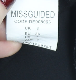 Missguided Women’s Black Wrap Dress Size 8 Short Sleeve V-Neck
