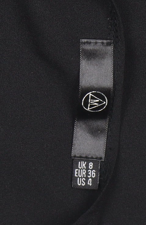 Missguided Women’s Black Wrap Dress Size 8 Short Sleeve V-Neck