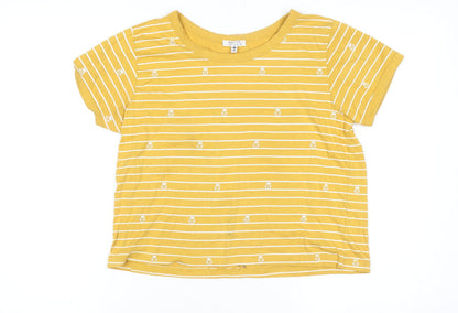 Womens UK Size M Messy Bun Just Chillin' Yellow Basic T-Shirt