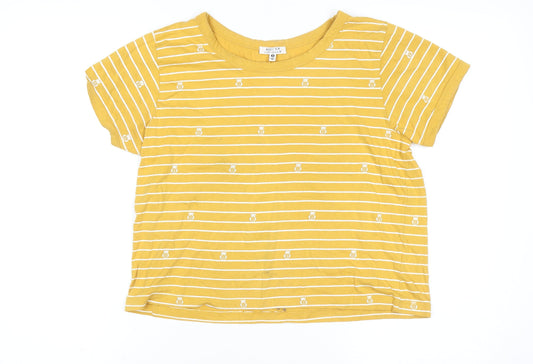 Womens UK Size M Messy Bun Just Chillin' Yellow Basic T-Shirt