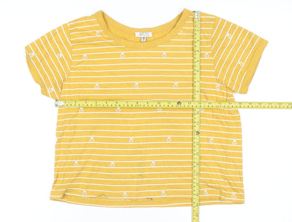 Womens UK Size M Messy Bun Just Chillin' Yellow Basic T-Shirt
