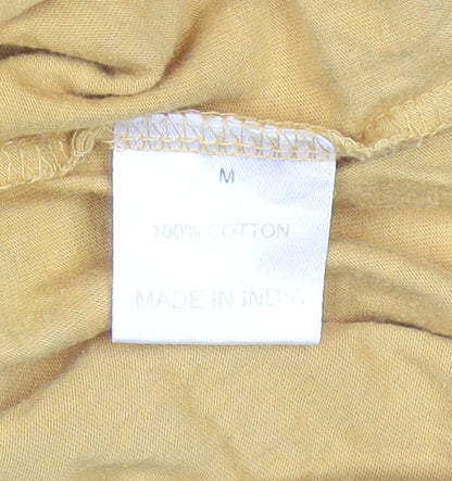 Womens UK Size M Messy Bun Just Chillin' Yellow Basic T-Shirt