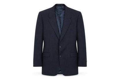 Rex Trueform Men's Black Pinstripe Wool Blazer Jacket Size L Regular Fit