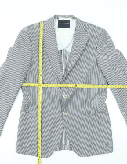 Tommy Hilfiger Men's Grey Striped Wool Blazer Jacket 48 Regular