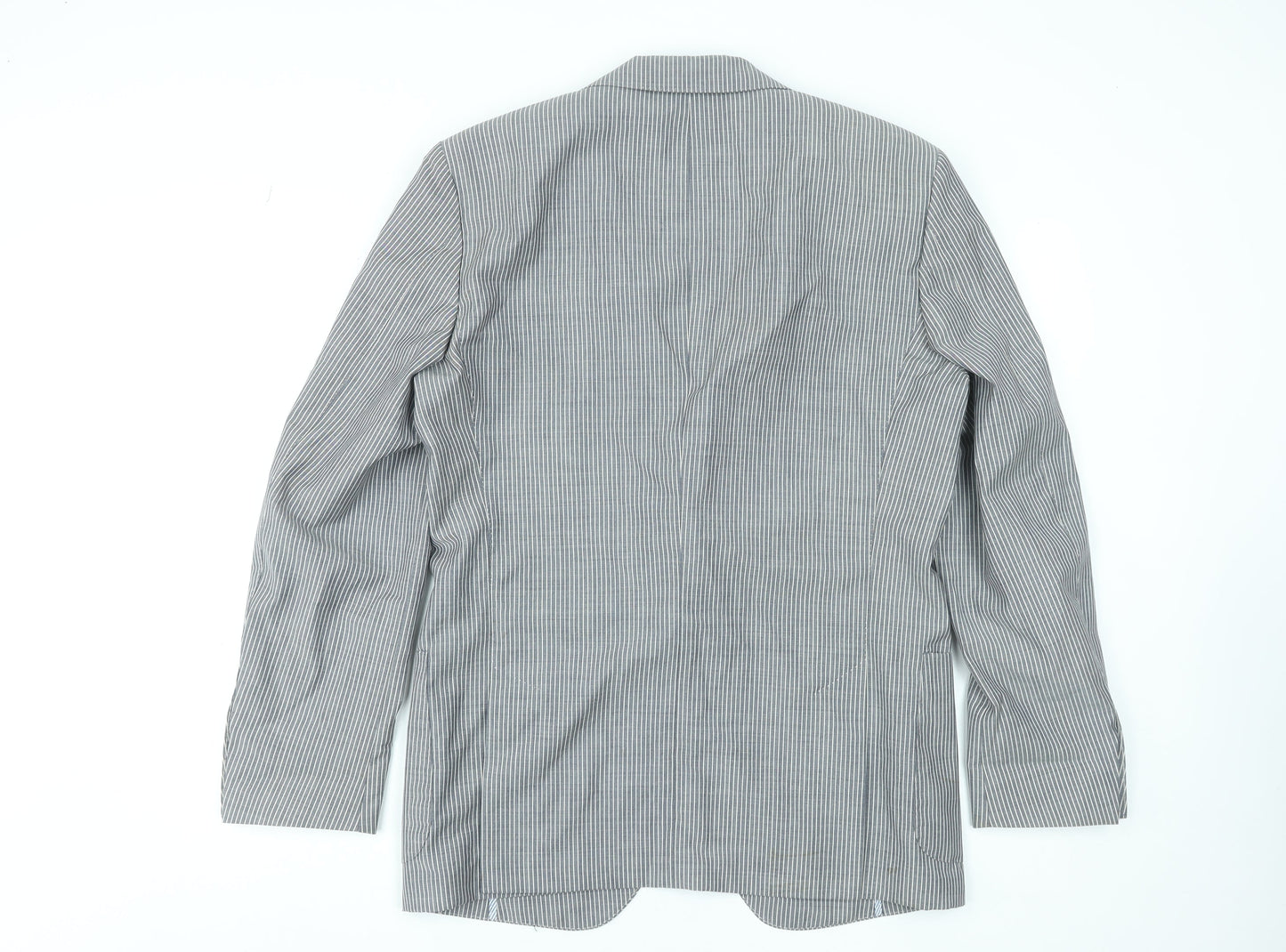 Tommy Hilfiger Men's Grey Striped Wool Blazer Jacket 48 Regular