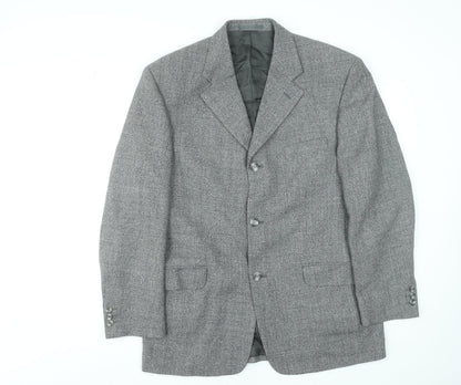 Executex Men's Grey Wool Herringbone 42R Classic Blazer Jacket