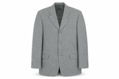 Executex Men's Grey Wool Herringbone 42R Classic Blazer Jacket