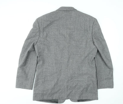 Executex Men's Grey Wool Herringbone 42R Classic Blazer Jacket