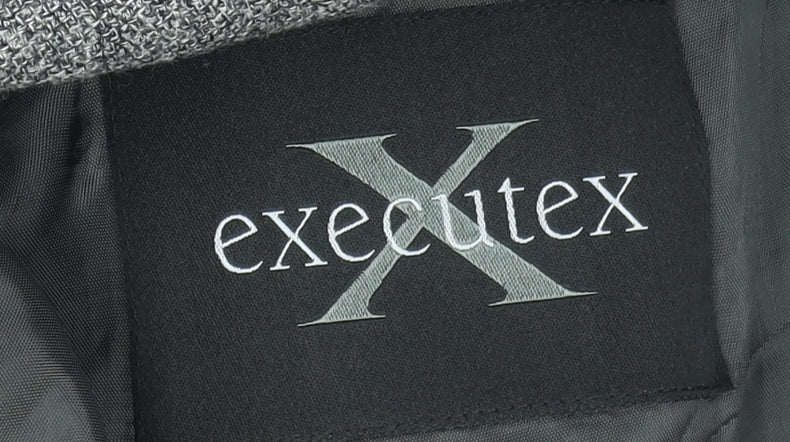 Executex Men's Grey Wool Herringbone 42R Classic Blazer Jacket