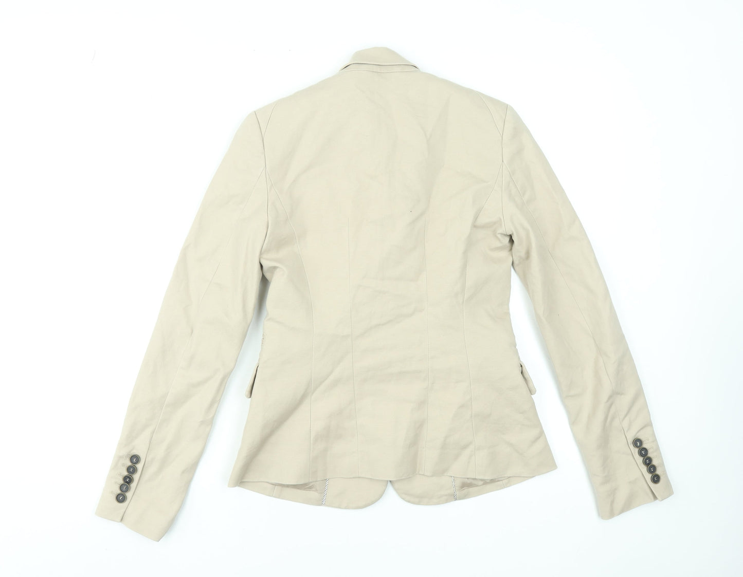 Mango Beige Cotton Blend Single-Breasted Blazer Women's UK 8