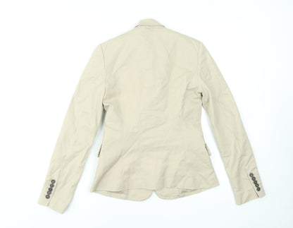 Mango Beige Cotton Blend Single-Breasted Blazer Women's UK 8