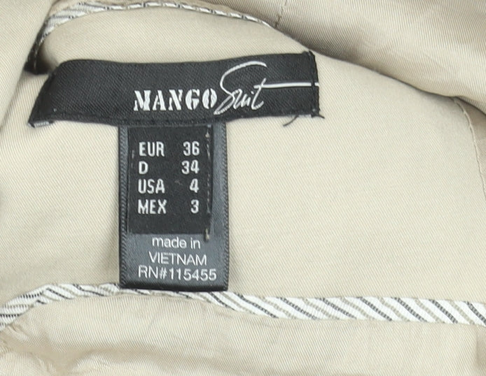 Mango Beige Cotton Blend Single-Breasted Blazer Women's UK 8