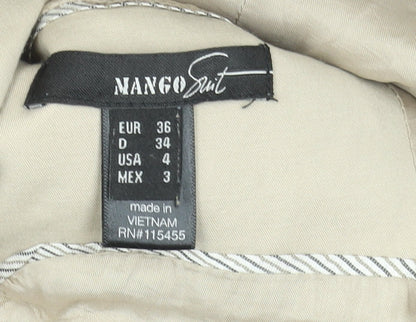 Mango Beige Cotton Blend Single-Breasted Blazer Women's UK 8