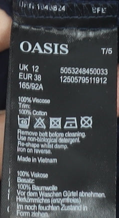 Oasis Women Blue Lace Belted Fit & Flare Dress UK 12