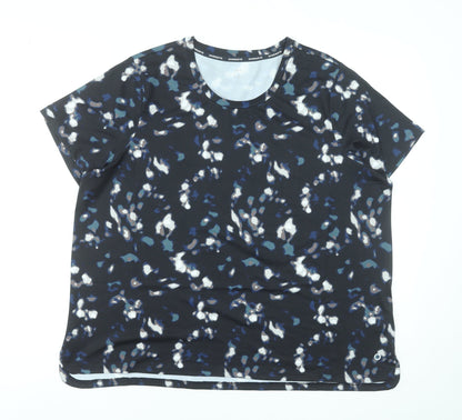 Marks and Spencer Goodmove Women's Black Abstract Print Active T-Shirt Size 22