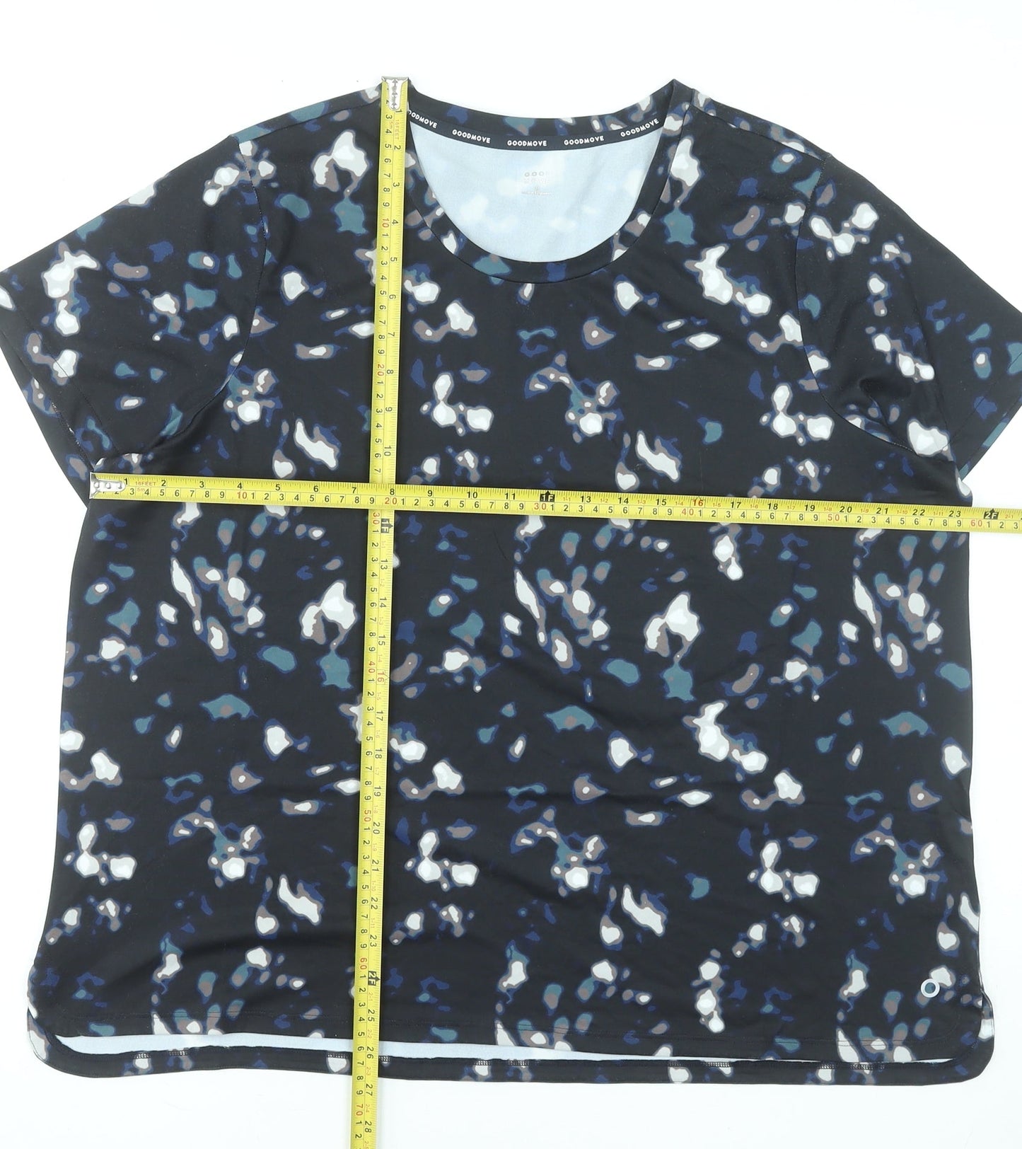 Marks and Spencer Goodmove Women's Black Abstract Print Active T-Shirt Size 22
