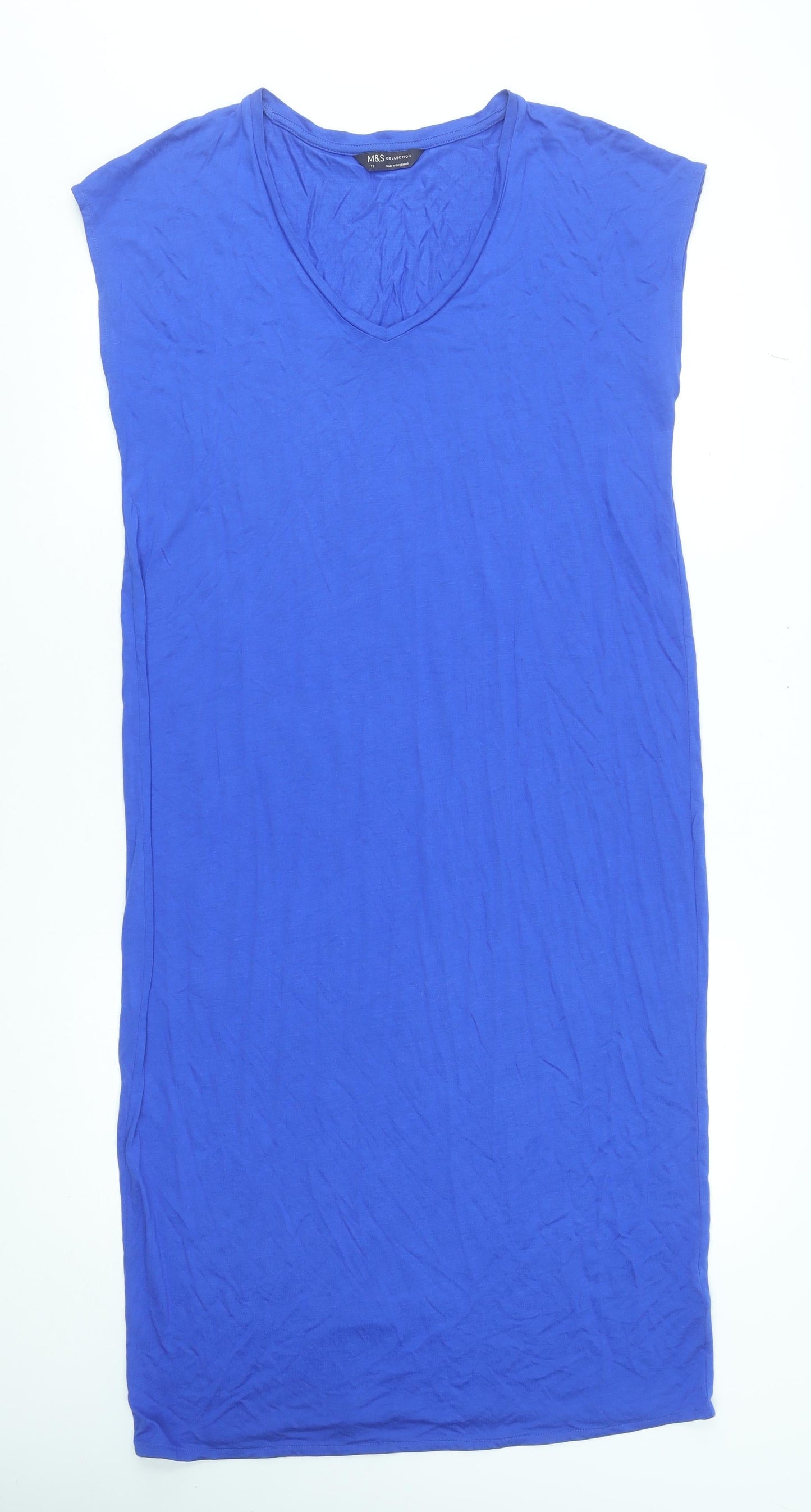 Marks and Spencer Women's Blue Size 12 Viscose T-Shirt Dress