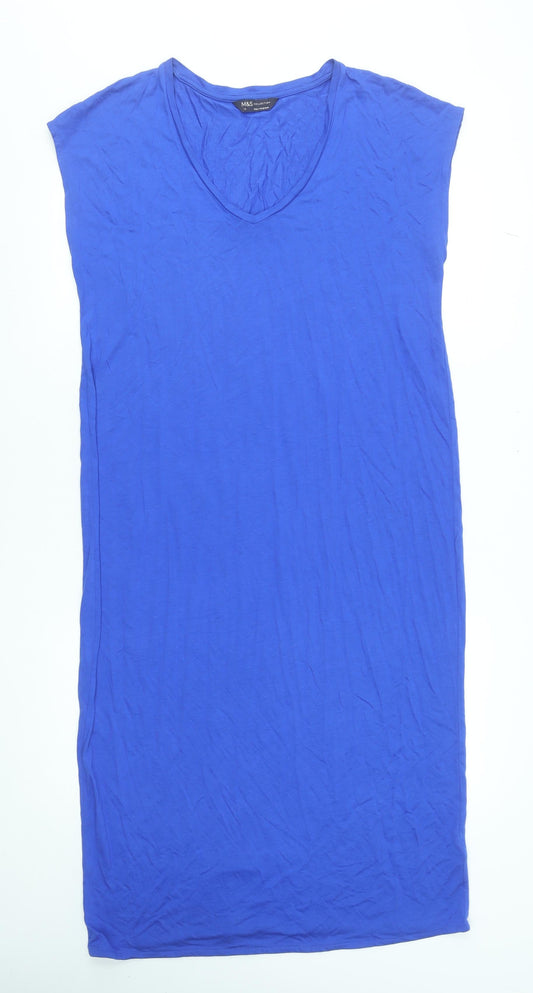 Marks and Spencer Women's Blue Size 12 Viscose T-Shirt Dress