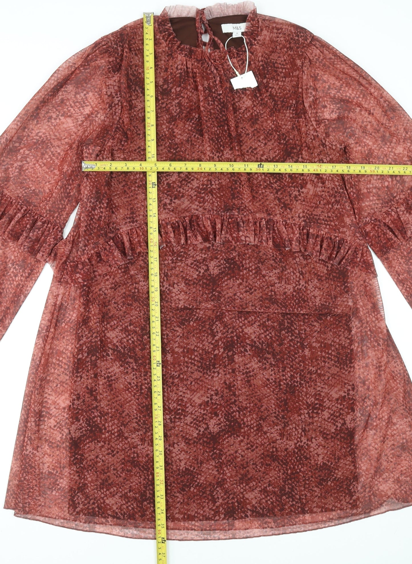 Marks and Spencer Women Brown Animal Print A-Line Dress Size 10 Tall