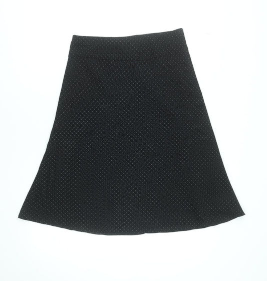 Marks and Spencer Women Black Polka Dot A-Line Knee Length Skirt UK 10
