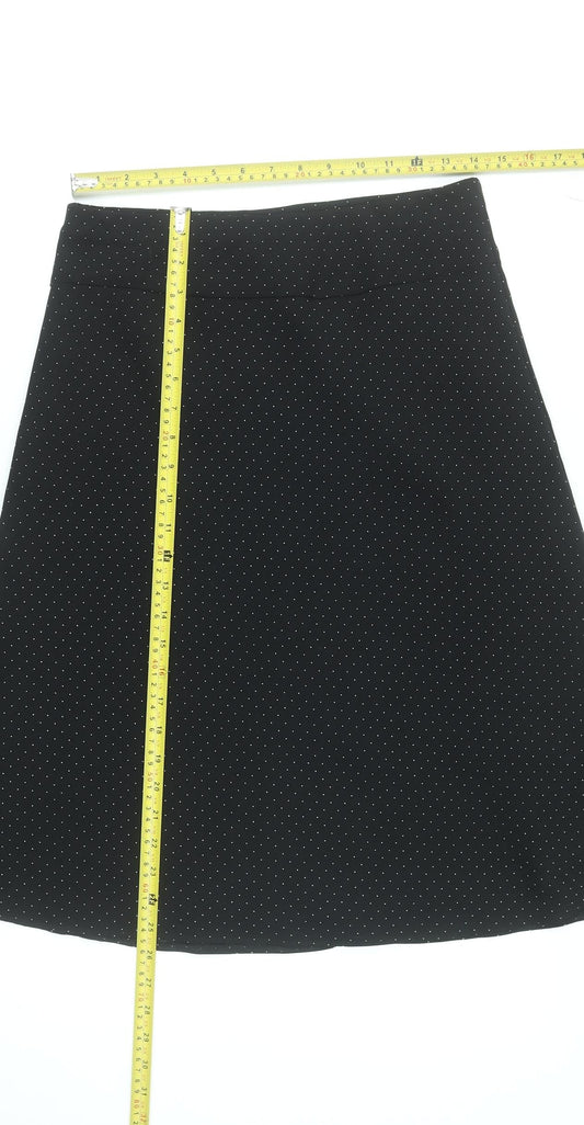 Marks and Spencer Women Black Polka Dot A-Line Knee Length Skirt UK 10