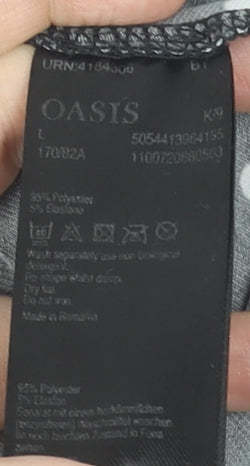 Oasis Women Black Polka Dot Pleated Midi Skirt L