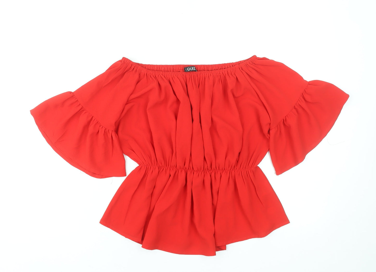 Womens UK Size 10 Quiz Red Cropped Blouse