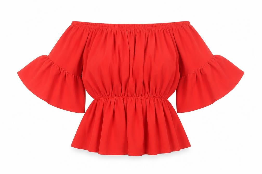 Womens UK Size 10 Quiz Red Cropped Blouse