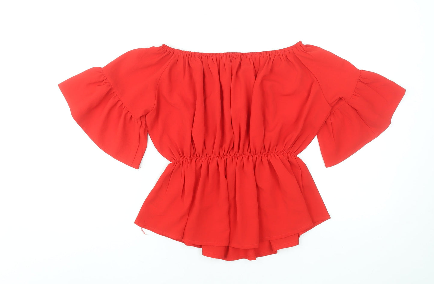 Womens UK Size 10 Quiz Red Cropped Blouse