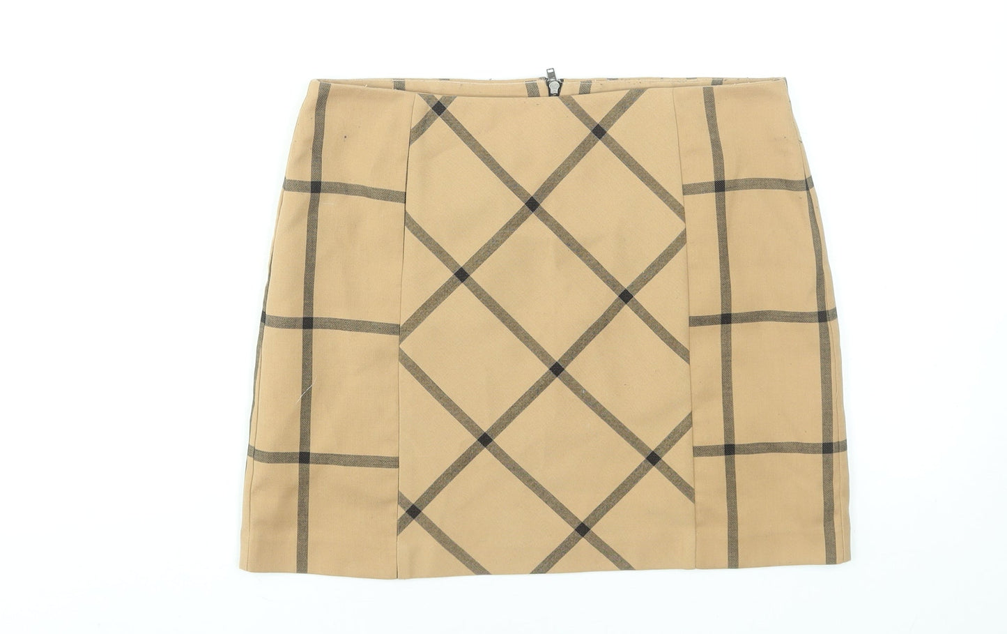 Next Women's Beige Check Pencil Mini Skirt Size 10