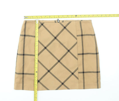 Next Women's Beige Check Pencil Mini Skirt Size 10