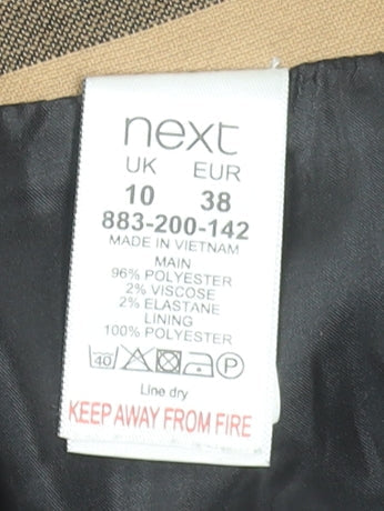 Next Women's Beige Check Pencil Mini Skirt Size 10