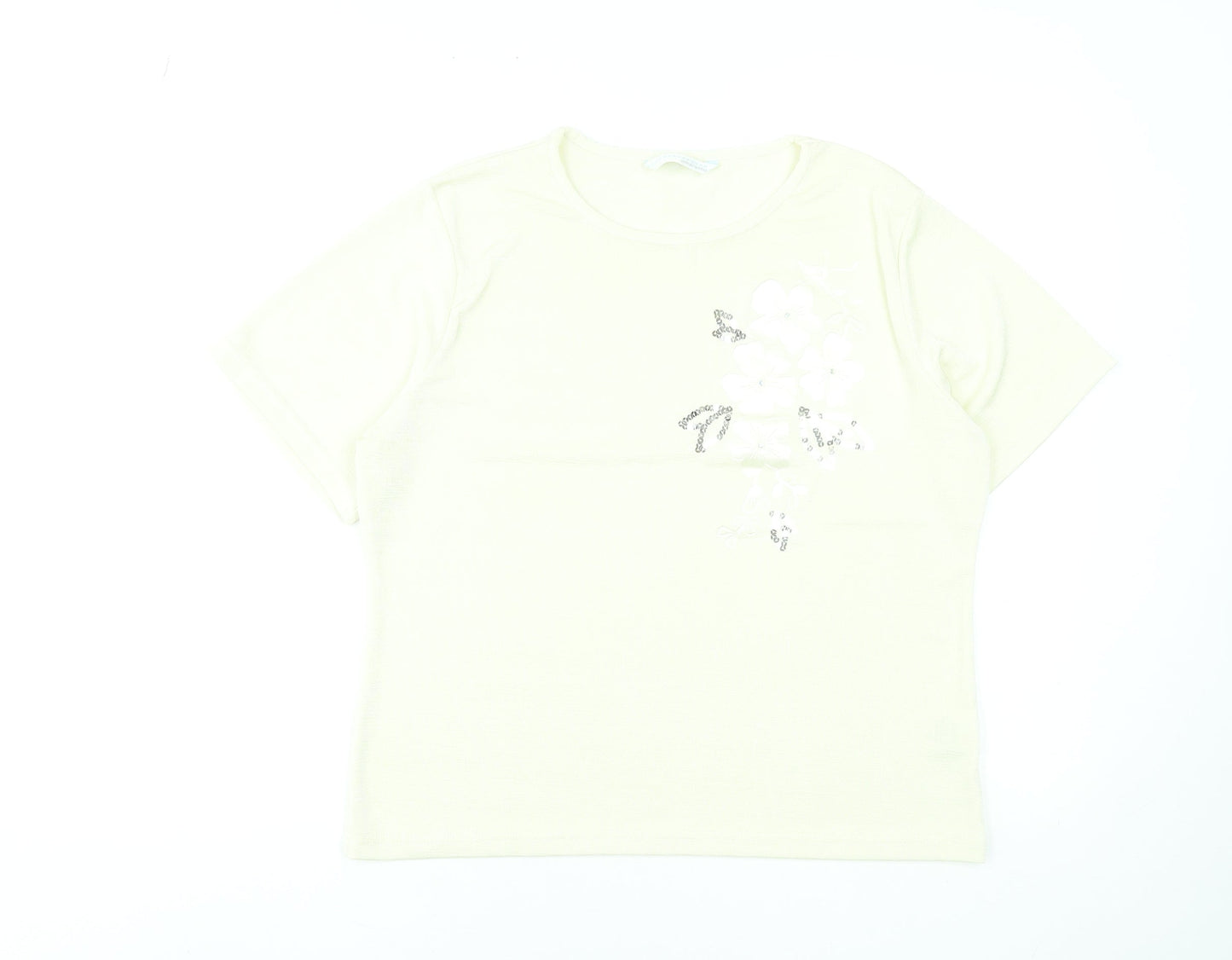 Womens UK Size 18 AMARANTO Ivory Basic T-Shirt