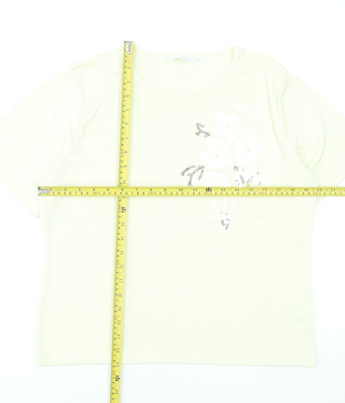 Womens UK Size 18 AMARANTO Ivory Basic T-Shirt