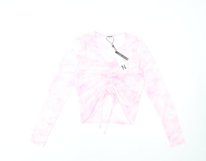 Womens UK Size S Noisy may Pink Cropped T-Shirt