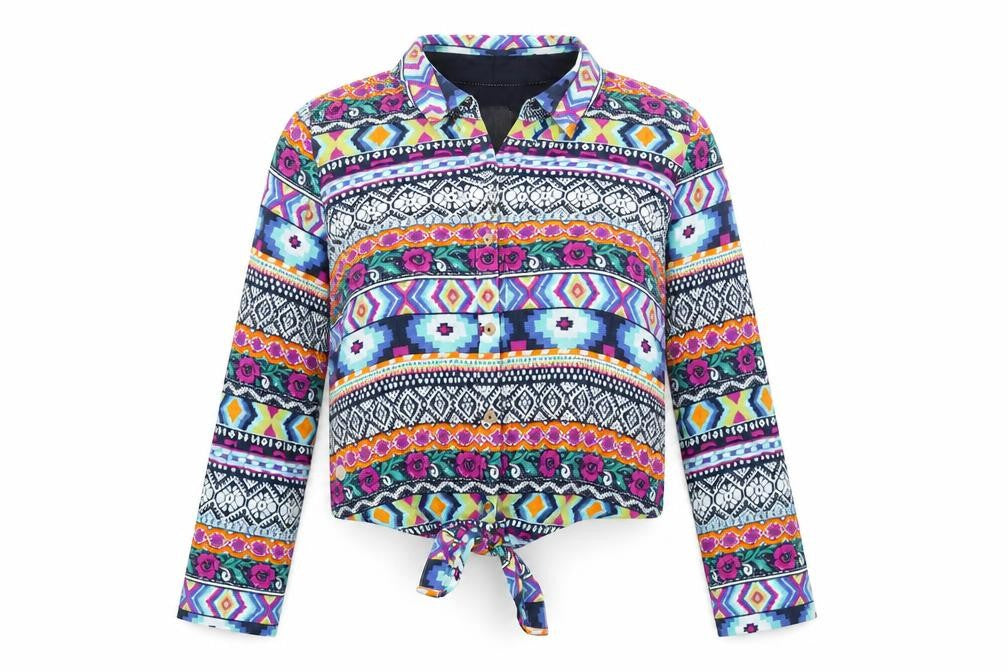 Womens UK Size 10 SoulCal & Co Multicoloured Cropped Button-Up