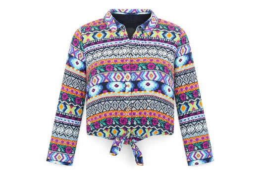 Womens UK Size 10 SoulCal & Co Multicoloured Cropped Button-Up