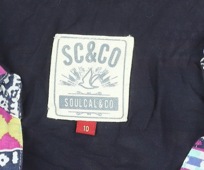 Womens UK Size 10 SoulCal & Co Multicoloured Cropped Button-Up