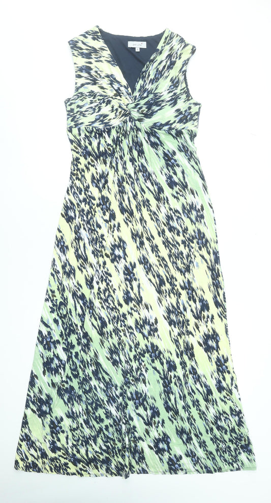 Marks and Spencer Per Una Women's Multicoloured V-Neck Sleeveless Fit & Flare Midi Dress Size 12